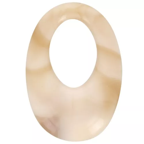 Pendente ovale cavo in resina opaca 33x23 mm - Beige marmorizzato - marrone x1