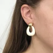 Pendente goccia cavo in resina opaca 28x25 mm - Rosa nudo x1