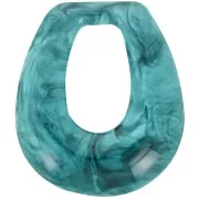 Pendente goccia in resina traslucida 28x25 mm - Verde turchese marmorizzato x1