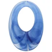Pendente ovale incavato in resina traslucida 33x23 mm - Royal Blue Marble x1