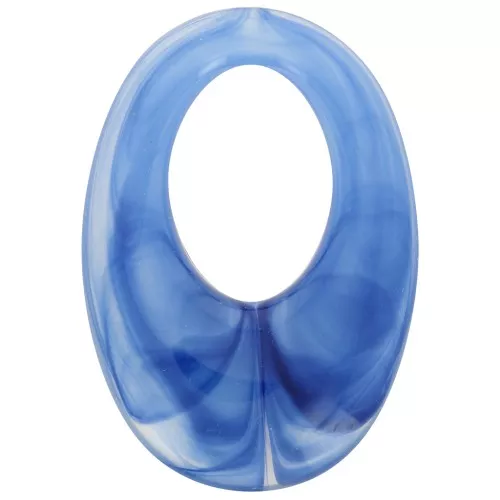 Pendente ovale incavato in resina traslucida 33x23 mm - Royal Blue Marble x1