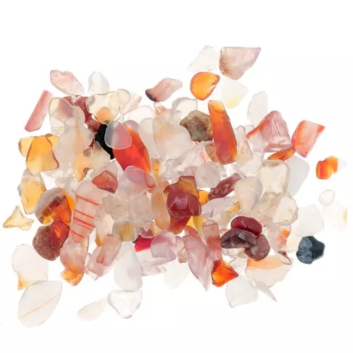 Sacchetto di mini pietre colorate arrotolate - scaglie non perforate - Corniola x20g