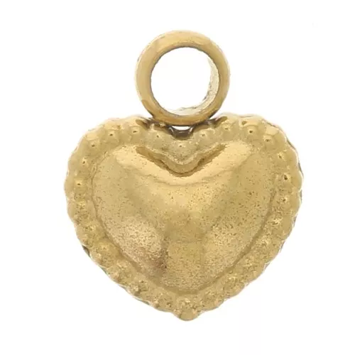 Ciondolo a cuore lavorato 6x5 mm - Acciaio inossidabile 304L - dorato x1