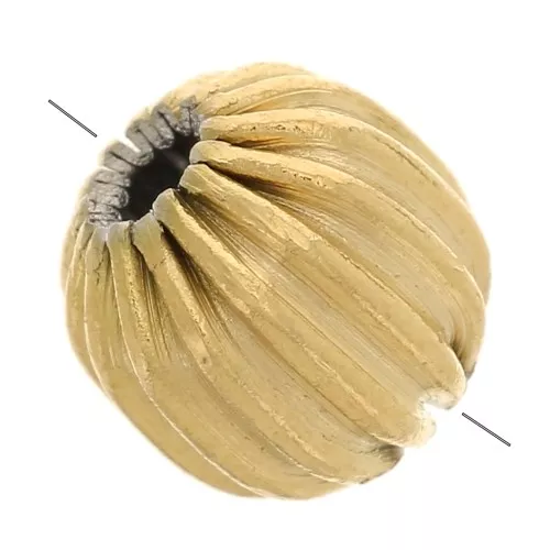 Perla rotonda da 6 mm con striature - acciaio inossidabile 304 Dorato x1
