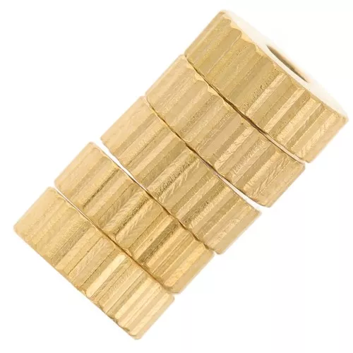 Perline striate da 6 mm - Acciaio inossidabile 316L dorato x5