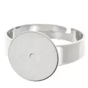 Anello regolabile per cabochon rotondo a base piatta 12 mm - Argento x1