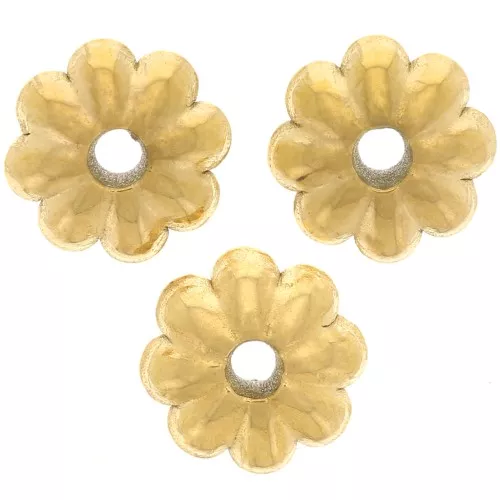 Perline rondelle a fiore 6 mm - Acciaio inossidabile 316L placcato oro x5