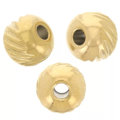 Perle tonde appiattite da 5 mm - Acciaio inossidabile 316L dorato x5