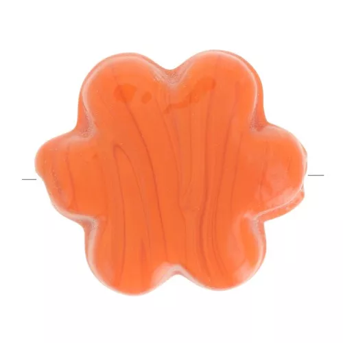 Perla fiore in vetro 17 mm - Arancione marmorizzato x1