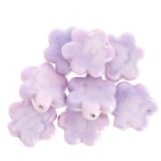 Perla fiore in vetro 17 mm - Lilla marmorizzato x1