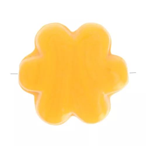 Perla fiore in vetro da 17 mm - Marmo giallo x1