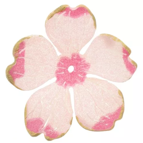 Pendente a forma di fiore da 26 mm in acrilico con finiture dorate - Rosa chiaro x1