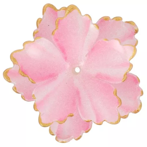 Pendente fiore a doppio petalo da 31 mm con finiture in acrilico oro - Rosa x1