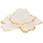 Pendente doppio petalo con bordo in acrilico dorato 29 mm - Bianco x1