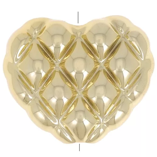 Perlina cuore 17x20 mm effetto intrecciato in acrilico metallizzato CCB - Oro x1
