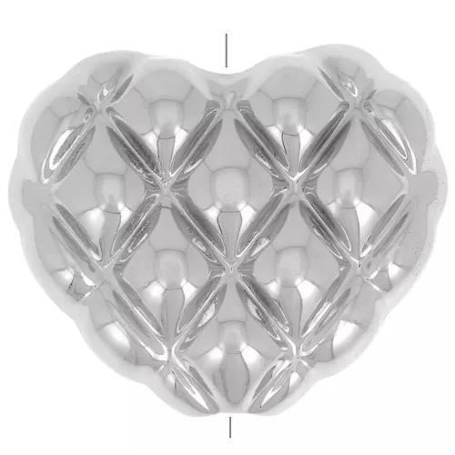Perlina cuore 17x20 mm effetto intrecciato in acrilico metallizzato CCB - Argento x1
