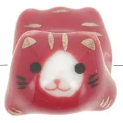 Perla gatto in ceramica 11x16 mm Rosso x1