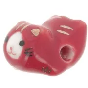Perla gatto in ceramica 11x16 mm Rosso x1