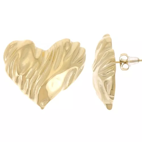 Orecchini a cuore 29x33 mm - Acciaio inossidabile 304L dorato x2