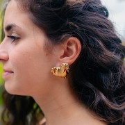 Orecchini a cuore 29x33 mm - Acciaio inossidabile 304L dorato x2