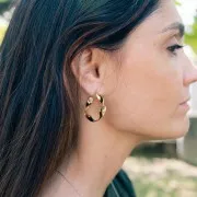 Orecchini a cerchio ritorto 31 mm - Acciaio inossidabile 304L dorato x2