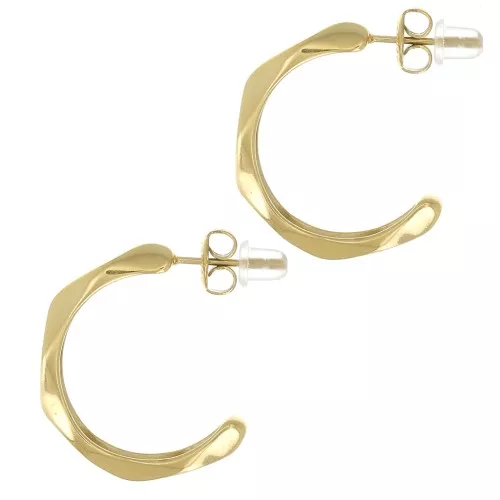 Orecchini a cerchio testurizzati 23 mm - Acciaio inossidabile 304L dorato x2