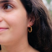 Orecchini a cerchio testurizzati 23 mm - Acciaio inossidabile 304L dorato x2