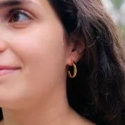 Orecchini a cerchio testurizzati 23 mm - Acciaio inossidabile 304L dorato x2