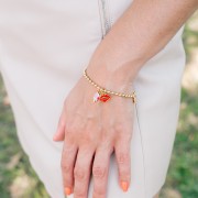 Bracciale con maglie a sfera da 3 mm - Acciaio inossidabile 304L dorato x17 cm