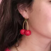 Perline tonde irregolari - Ciliegia - resina 15x18 mm - Rosso scuro x4