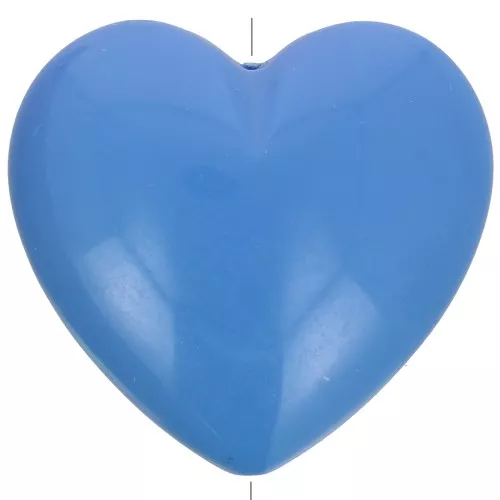 Perla cuore in resina opaca 26x27 mm - Blu x1