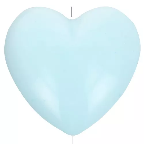 Perla cuore in resina opaca 26x27 mm - Blu pastello x1