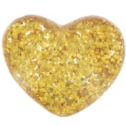 Cabochon cuore in resina trasparente 14x16 mm - Glitter dorato x1