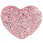 Cabochon cuore in resina trasparente 14x16 mm - Rosa glitter x1