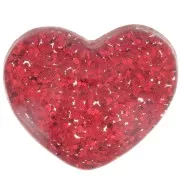 Cabochon cuore in resina trasparente 14x16 mm - Rosso glitter x1