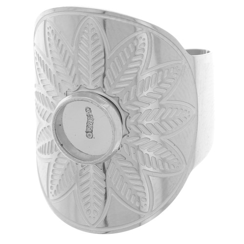 Anello etnico regolabile - cabochon da 6 mm - S. 52 a 58 - Acciaio inossidabile 316L