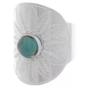 Anello etnico regolabile - cabochon da 6 mm - S. 52 a 58 - Acciaio inossidabile 316L