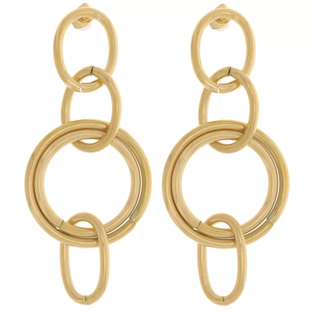 Orecchini Pendenti Acchiappasogni Oro &ndash; Donna, Acciaio Inox E Zirconia, Lunghi