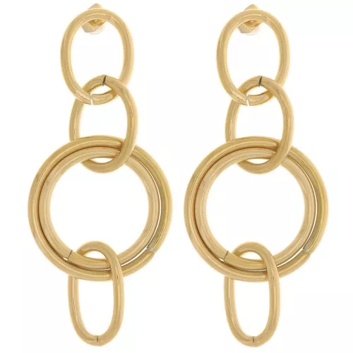 Orecchini pendenti a più cerchi 60x25 mm in acciaio inossidabile 304L, dorato x2