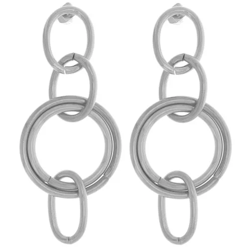 Orecchini pendenti a più cerchi 60x25 mm in acciaio inox 304L x2