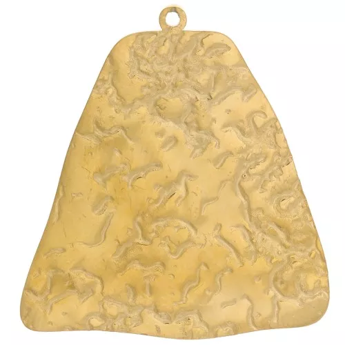 Pendente trapezio irregolare martellato 32x30 mm -Acciaio inox 316L dorato x2