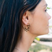 Orecchini a cerchio aperti martellati - 32 mm-Acciaio inossidabile 316L dorato x2