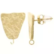 Orecchini a perno trapezoidali martellati - 17x13 mm -Acciaio inox 316L dorato x2