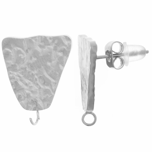 Orecchini trapezoidali martellati 17x13 mm - Acciaio inossidabile 316L x2