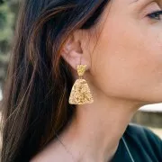 Orecchini trapezoidali martellati 17x13 mm - Acciaio inossidabile 316L x2