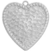 Pendenti cuore martellato arrotondato 27x26 mm - Acciaio inossidabile 304L x2