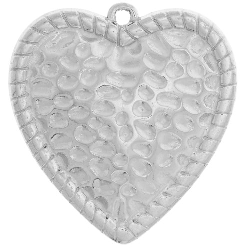 Pendenti cuore martellato arrotondato 27x26 mm - Acciaio inossidabile 304L x2
