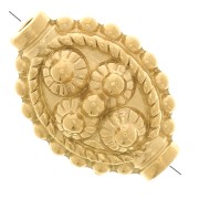 Perla etnica ovale lavorata - 10x14 mm - acciaio inossidabile 304L Dorato x1