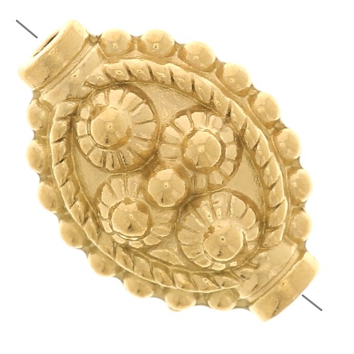 Perlina etnica ovale lavorata - 10x14 mm - Acciaio inossidabile 316L dorato x1