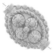 Perlina etnica ovale lavorata - 10x14 mm - acciaio inossidabile 316L x1